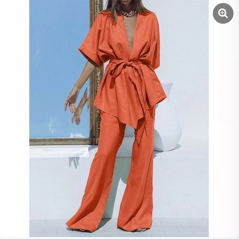 Commense Vibrant Orange Kimono Set